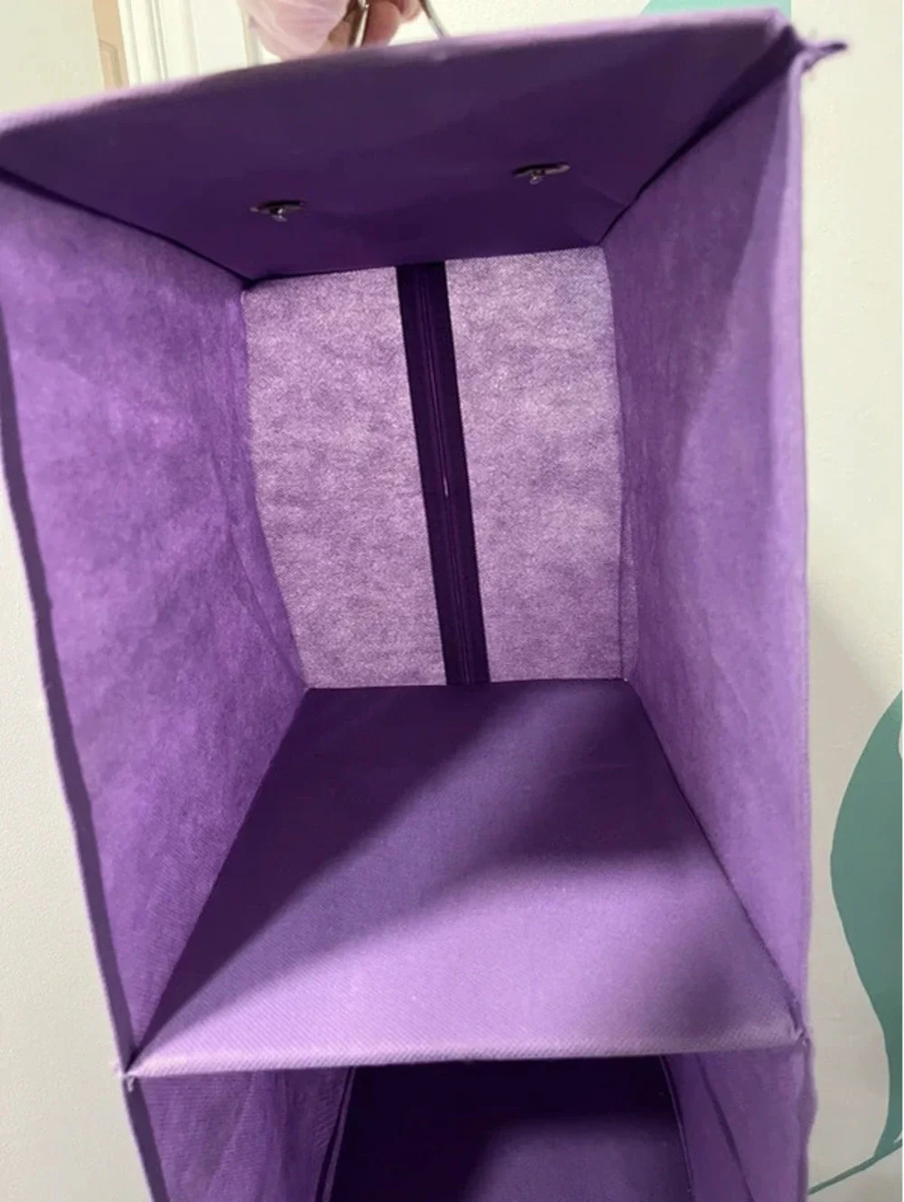 Purple hanging shelf shoe organizer storage